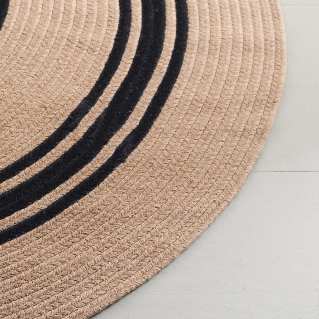 Braided Oval Rug 4x6, Jute Textured Brown & Black BRA804Z | 1/4" Pile, Handwoven, Jute Blend, Indoor Rug, Textured