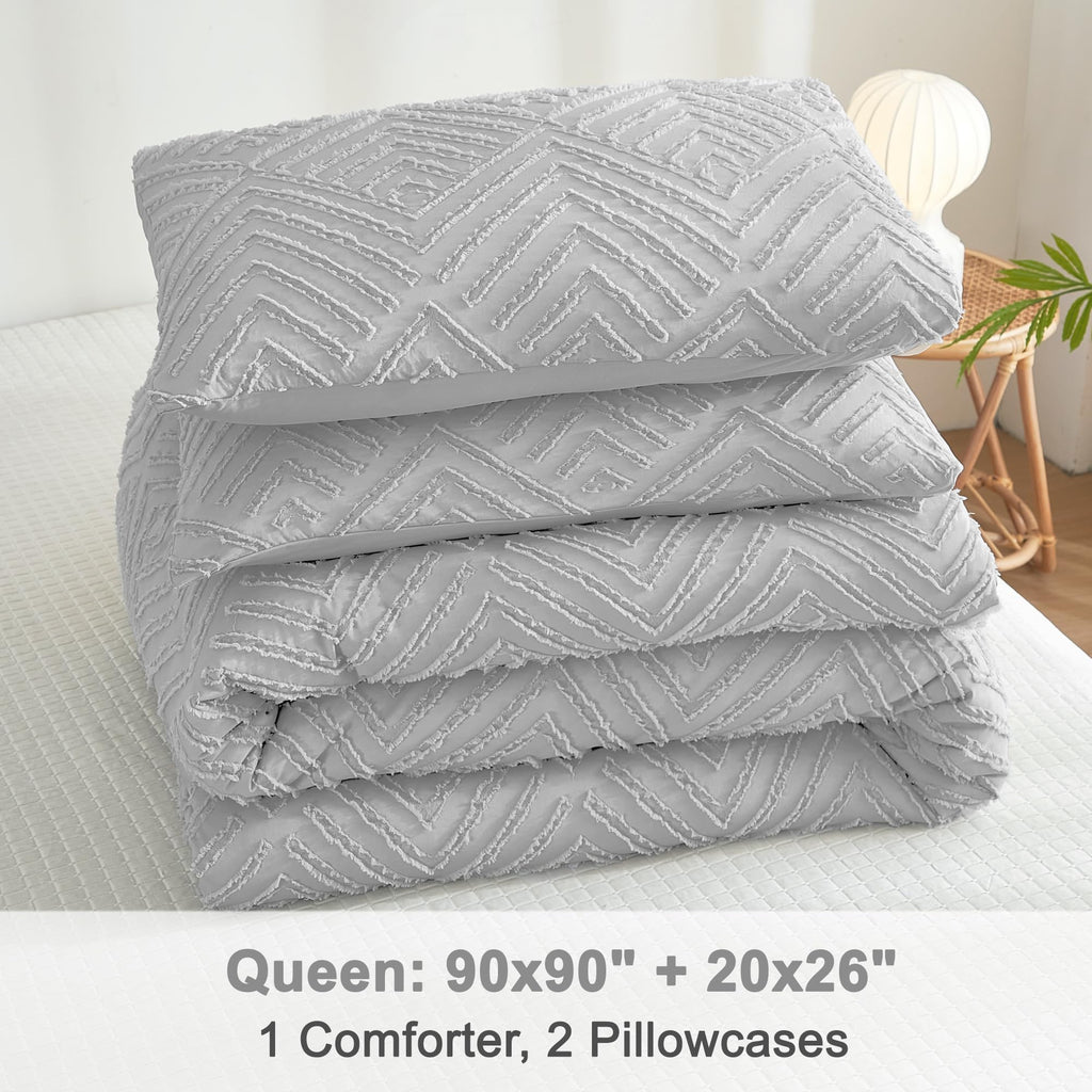 Comforter Set, 3 Pieces Tufted Boho Bedding Set