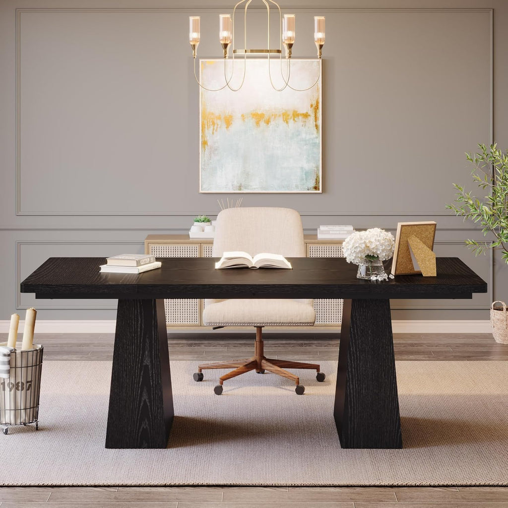63-Inch Executive Desk, Large Office Computer Desk with Double Pedestal