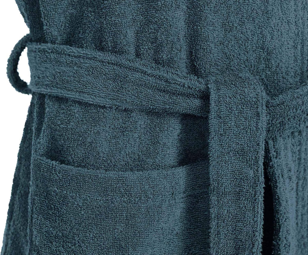 Men's Terry Cotton Robe, Absorbent Kimono Towel Bathrobe for Spa and Hotel, Soft Shower Calf Length Cloth with Pockets