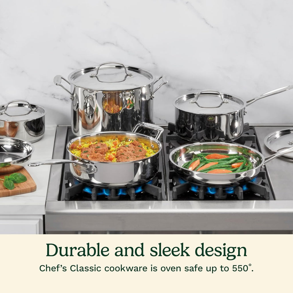 7-Piece Stainless Steel Pots and Pans Set, Cookware Set Compatible with Induction, Electric, Gas Cooktops, Aluminum
