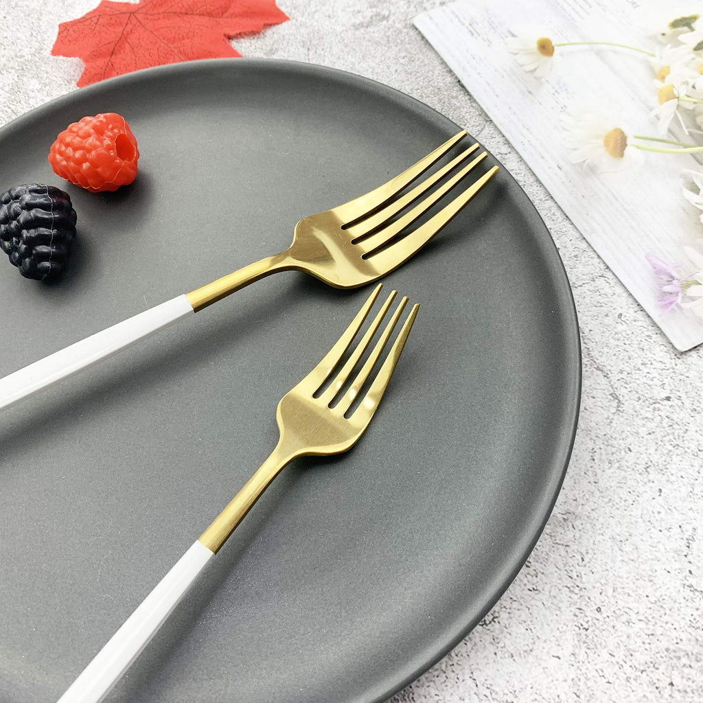 18/10 Silver Silverware Set Stainless Steel Flatware Utensils Set Gold Cutlery Set| 24-Piece Modern Cubiertos