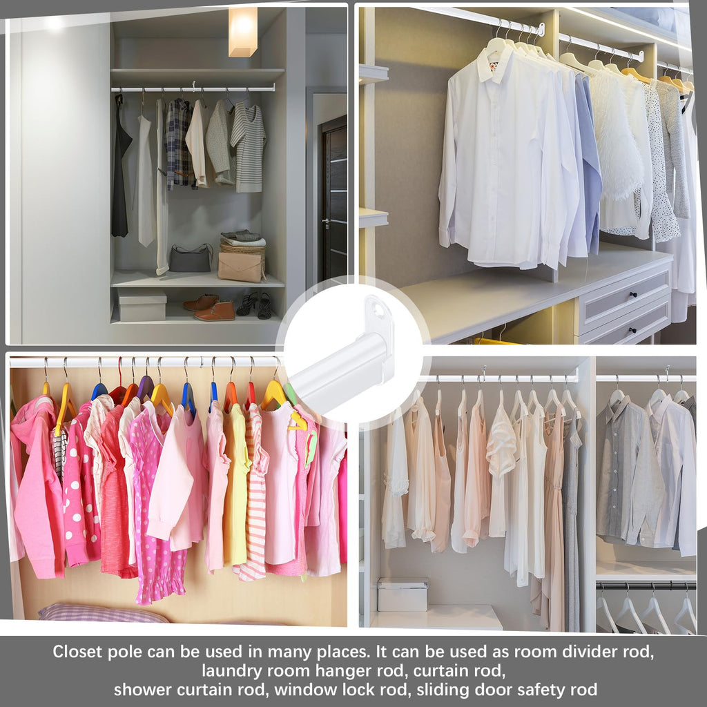Oval Closet Rod Kit with End Caps Brackets, White