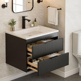 24" Modern Floating Bathroom Vanity with Sink - Wall Mounted Cabinet with Double Drawers