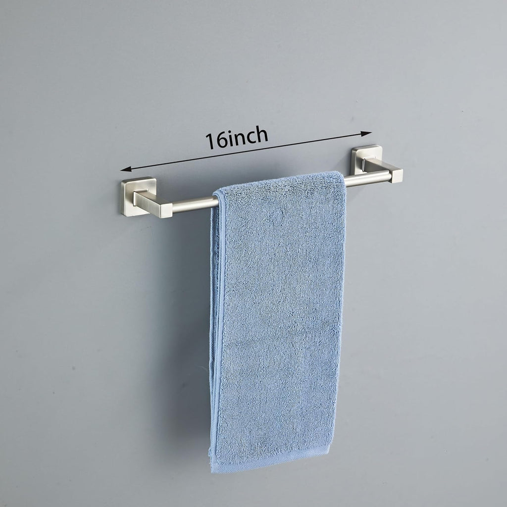 Brushed Nickel Bathroom Hardware Set 4 Pieces,Towel Bar Set Stainless Steel Wall Mounted, Includes 16In Hand Towel