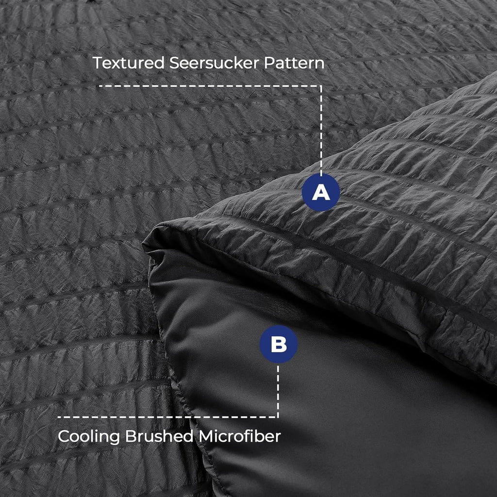 Comforter Sets Seersucker 7 Pieces, All Season Luxury Bed in a Bag, Bedding Set with Comforters, Sheets