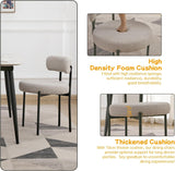 Boucle Dining Chairs Set of 2, Round Upholstered Dining Room Chairs with Black Metal Legs