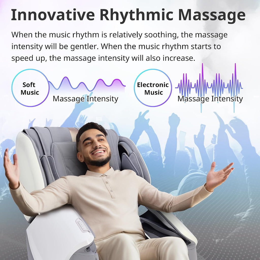 4D Massage Chair, Dual Mechanism 4D+2D Massage Chair Full Body, Waist & Shawl Heating with Extended SL-Track, Foot &