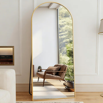 Full Length Mirror, 78"x38" Oversize Arch Floor Length Mirror (Gold)