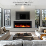 48" Electric Fireplace, Recessed, Wall Mounted and Freestanding Fireplace Heater, Adjustable Flame Color