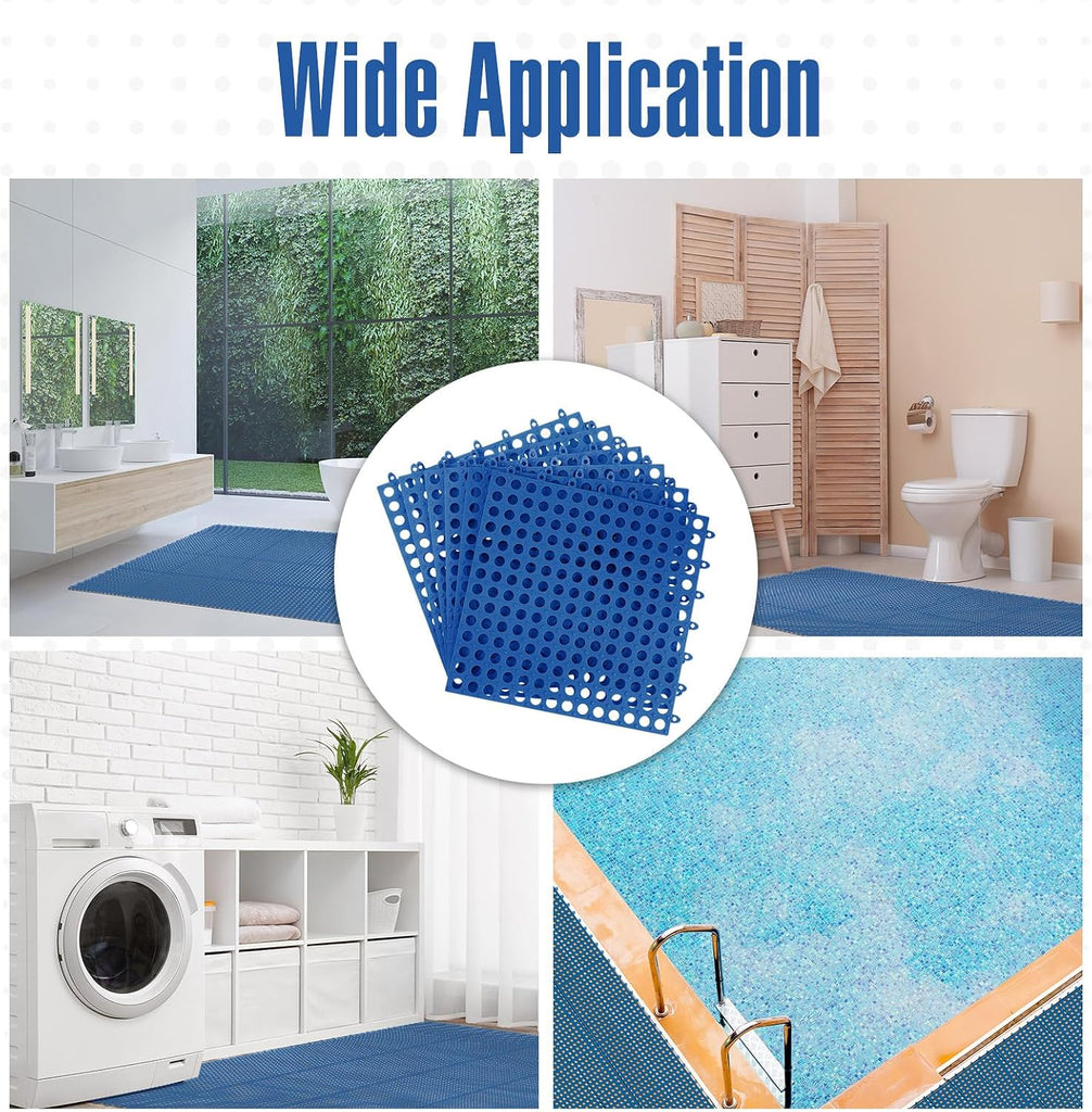 50 Pcs Drainage Mats 11.8'' x 11.8'' Modular Interlocking Floor Drainage Tiles Splicing Pool Floor Mat, Non Slip TPE