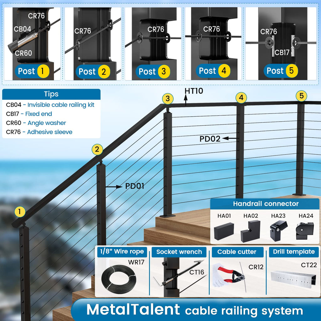 [Patent] 20Pack Black Cable Railing Hardware Invisible Tensioner CB04