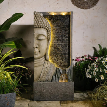 47.5" Buddha Water Fountain Outdoor with LED Lights