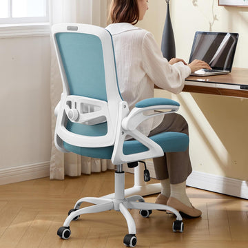 Ergonomic, Desk Chair with Adjustable Lumbar Support, Breathable Mesh Comfy Computer Chairs with Flip-up Armrests