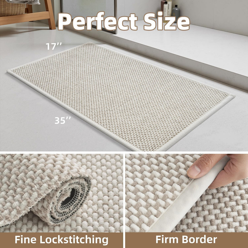 Bath Mat-Super Absorbent Chenille Bathroom Mats-Rubber Backed Bath Mats Non Slip, Easy Clean Bathroom Rugs Front of