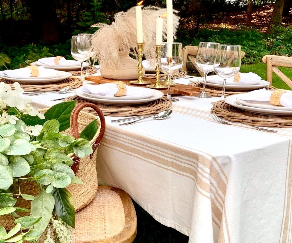 Beige Tablecloths, Cotton Tablecloths for Rectangular, 100% Cotton, Farmhouse Tablecloth, Thanksgivi