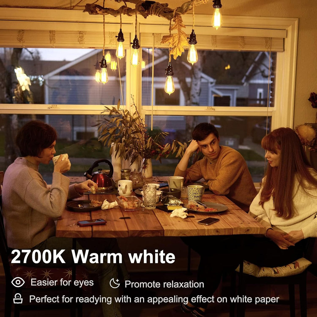 Edison Light Bulbs 60W Equivalent, Dimmable Vintage LED Light Bulbs, E26 Medium Base, Warm White 2700K, ST58, 8W (6 Pack)