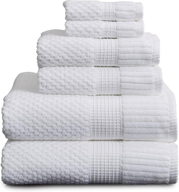100% Cotton 6-Piece Bath Towel Set | White | Oeko-TEX | Quick-Dry | 30" x 52" Bath Towels | 16" x 28" Hand Towels |