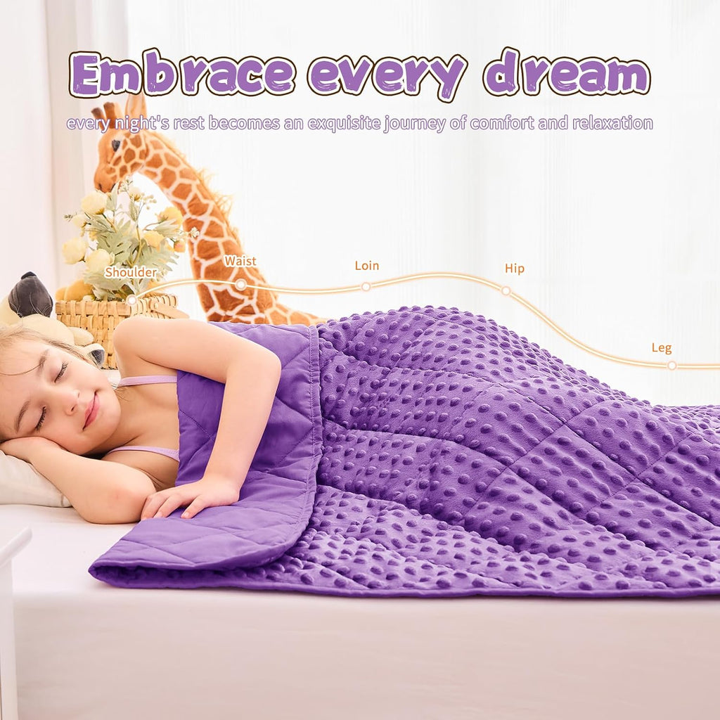 Purple Weighted Blanket 7lbs, 40"x60", Breathable Cooling Minky Heavy Throw Blanket for 60-90lbs, Soft Winter Thick
