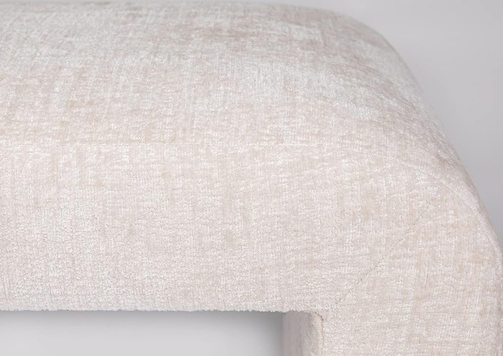 Sophia Modern Luxury Curved Upholstered Jacquard Bedroom Hallway Bench, End of Bed Bench, Large Size, Natural