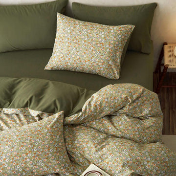 Floral Duvet Cover Set, Cute Vintage Flower Cottagecore Aesthetic for Women Teen Girls, Soft Lightweight Bedding