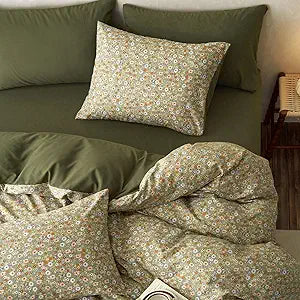 Floral Duvet Cover Set, Cute Vintage Flower Cottagecore Aesthetic for Women Teen Girls, Soft Lightweight Bedding