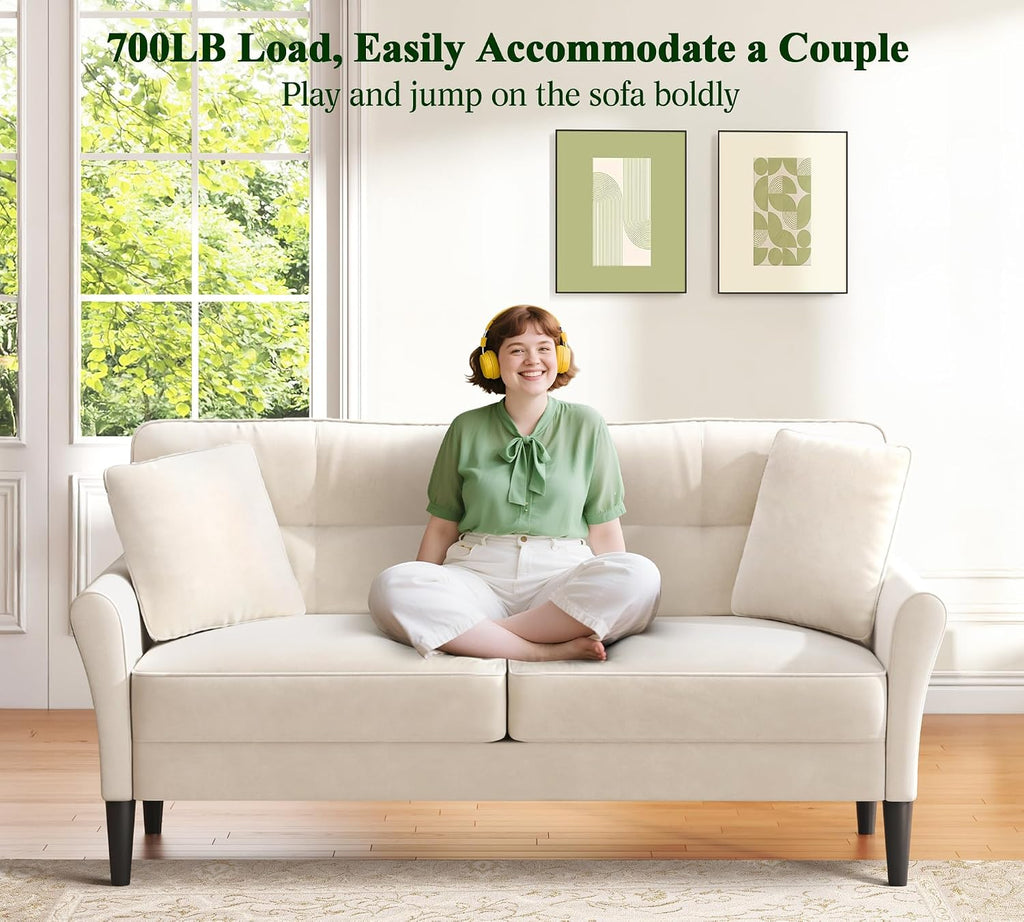 Sofa Set , Comfy Velvet 2 Piece Couch Sets , Tool-Free Setup 3 Seat Couch and Loveseat Sets, Modern Sofa and Loveseat
