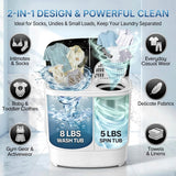 Compact Mini Twin Tub Washing Machine 13lbs Capacity Portable Washer Wash and Spin Cycle Combo, Built-in Gravity Drain