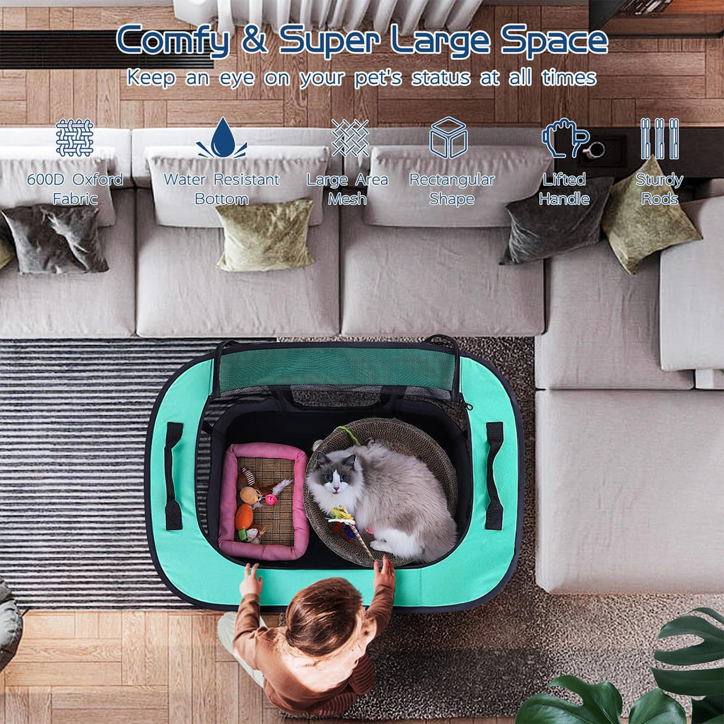 Dog Playpen,Pet Playpen,Foldable Dog Cat Playpens,Portable Exercise Kennel Tent Crate,Water-Resistant Breathable Shade