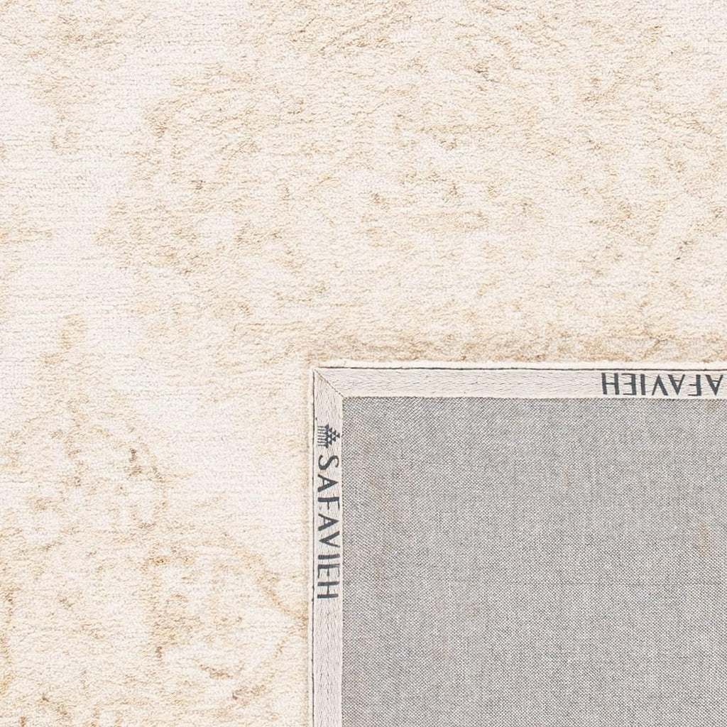 Abstract Area Rug - 10' x 14', Ivory & Beige, Handmade Wool