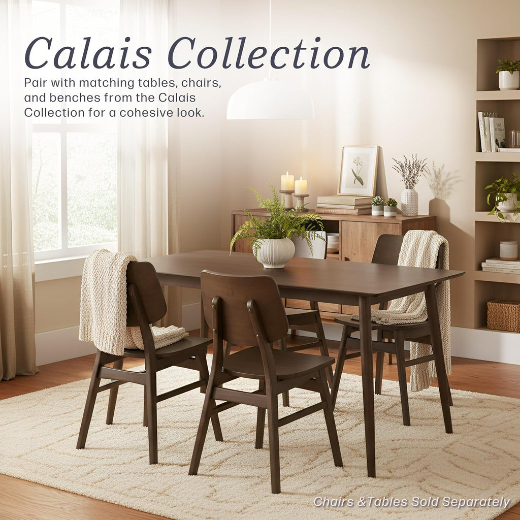 Mid Century Modern Set of 2 Dining Chairs - Solid Wood Chair Set with Minimalist Design for Dining