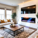 Electric Fireplace, 60" Recessed and Wall Mounted Electric Fireplace, Electric Fireplaces Inserts Heater