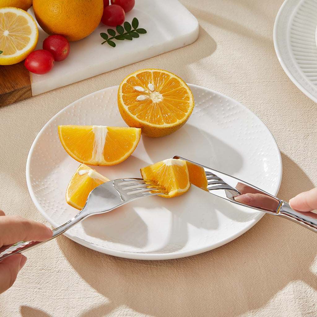 Hammered Flatware Set, 20-Piece 18/10 Stainless Steel Silverware