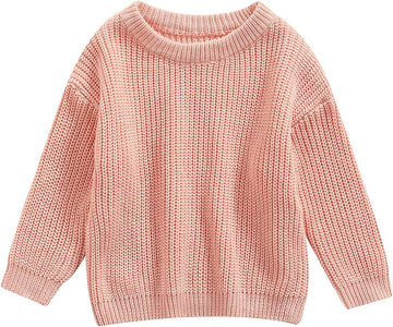 Toddler Baby Girls Boys Oversized Sweater Fall Winter Clothes Long Sleeve Crew Neck Candy Color Knitted Pullover Tops