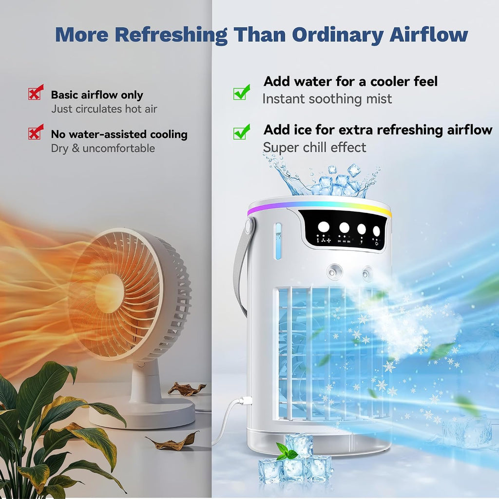 Portable Air Conditioners Desktop AC Unit with Water Ice Cooling Mist