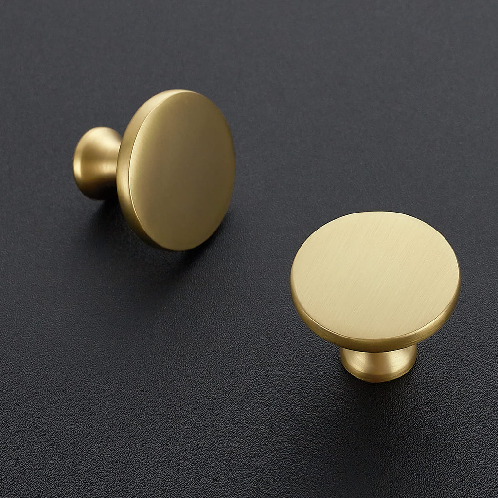 Gold Round Kitchen Cabinet Knobs Pulls 1-1/4 Inch 15 Pack