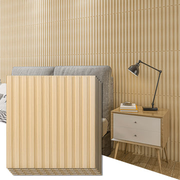 3D Fluted Textured Slat Wall Panels, 19.7 x 19.7 in, 12-Pack, Oak
