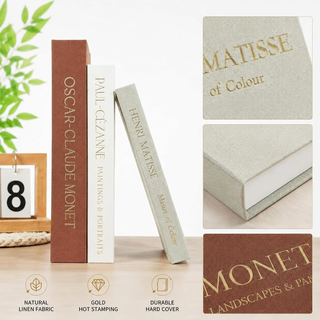 Decorative Books Decor,Set of 3 Aesthetic Faux Books with Storage Box,Linen Fake Books for Coffee Table,Bookshelf &