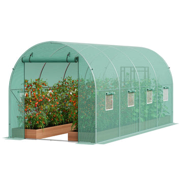 Walk In Tunnel Greenhouse 14.6 x 6.4 x 6.3 ft Galvanized Steel Frame