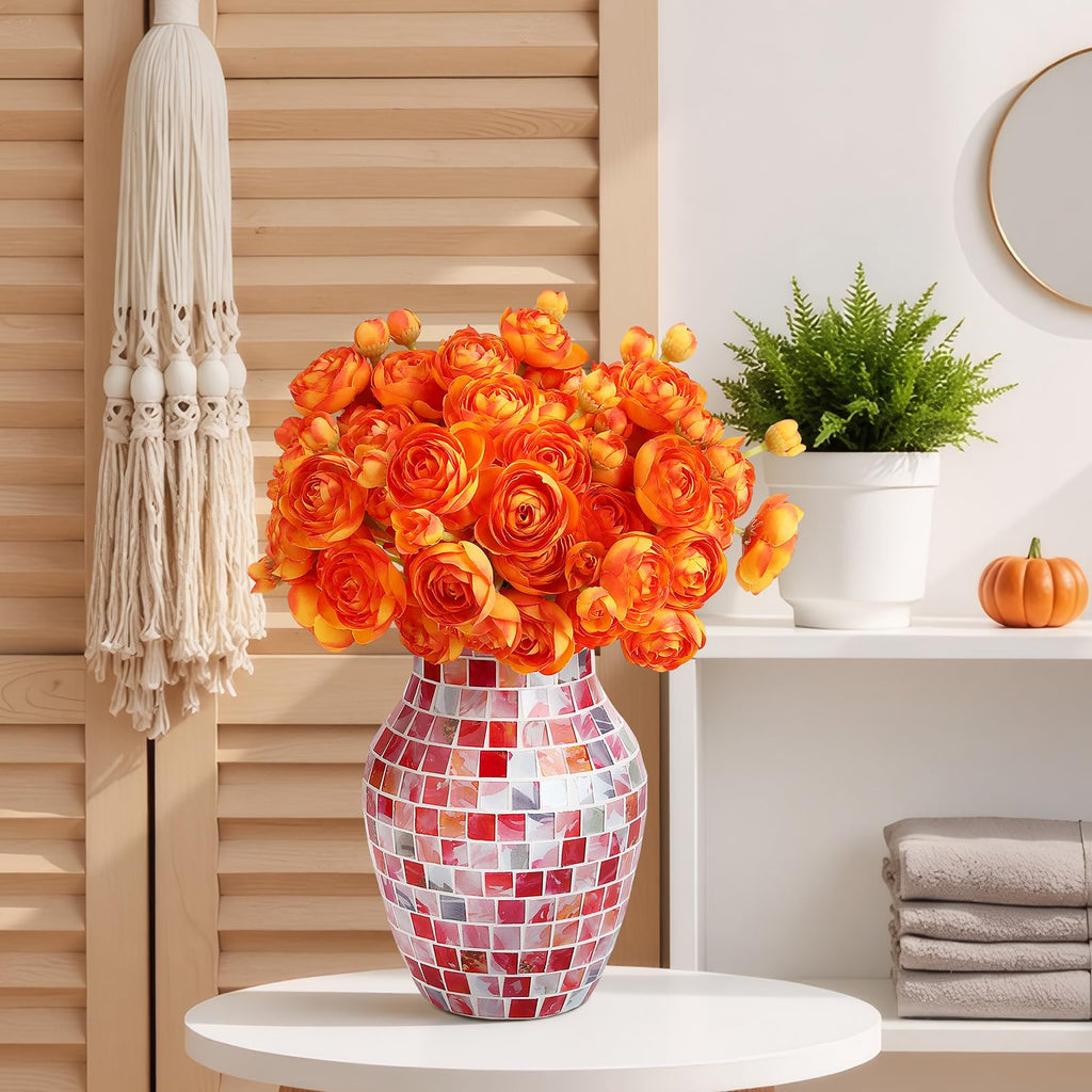 5 Bouquets Orange Ranunculus Artificial Flowers