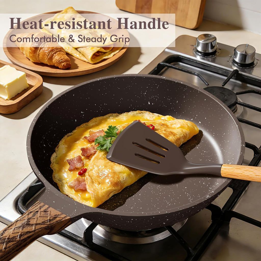 26PCS Pots and Pans Set Non Stick, Nonstick Cookware Sets, Induction Cook Ware, Includes Steamer & Silicone Utensils