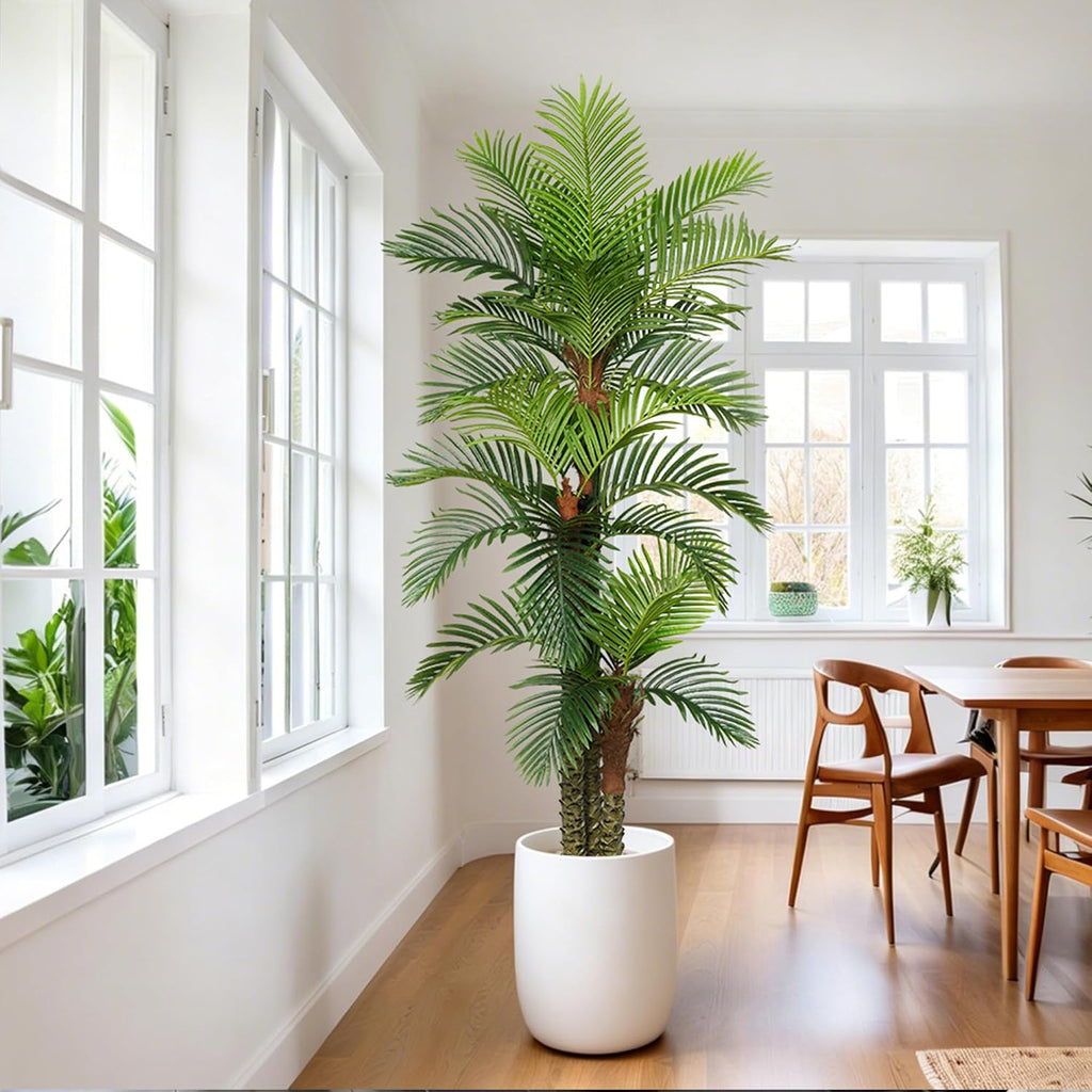 Palm Tree 8FT Tall Large Faux Trees with Realistic Leaves, Fake Floor Potted Artificial Plants Living Room Decor