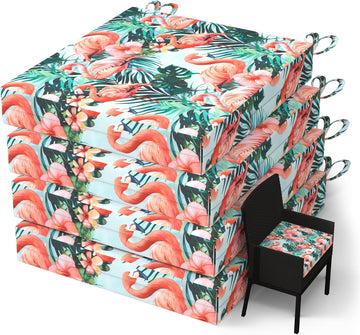 Outdoor Cushions for Patio Furniture Set of 4, 18.5 x 16 x 3 pinkflamingos Waterproof Seat Cushions Thick Chair