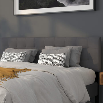 Bedford Tufted Upholstered King Headboard in Dark Gray Fabric