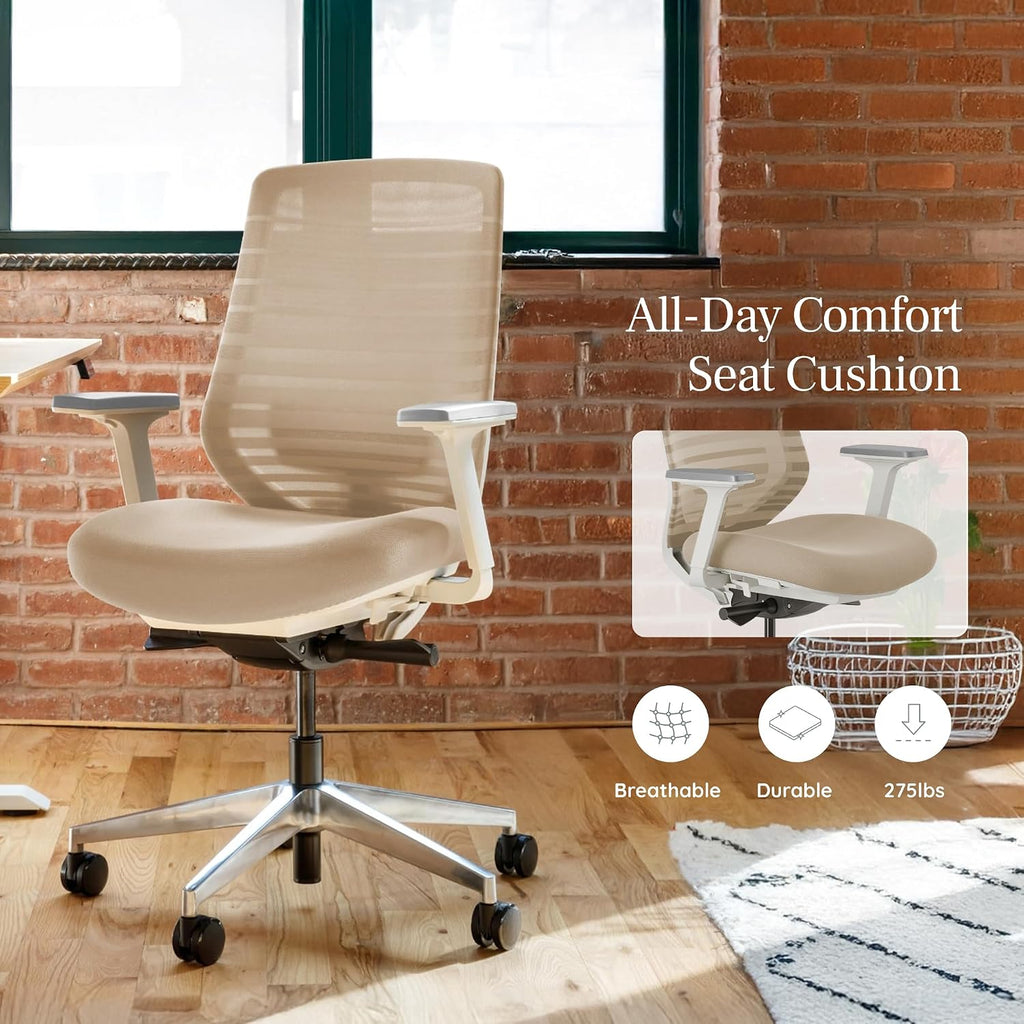 Ergonomic Chair - A Versatile Desk Chair with Adjustable Lumbar Support, Breathable Mesh Backrest, and Smooth Wheels