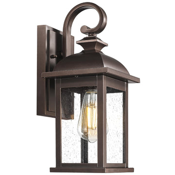 Outdoor Wall Lantern Oil Rubbed Bronze, Exterior Wall Light Sconce with Seeded Glass, Front Porch Light Fixture for