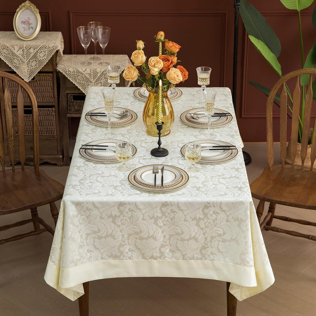 Emboss Style Textured Tablecloth Waterproof Solid Bordered Retro Tablecloths Classic Luxurious Washa