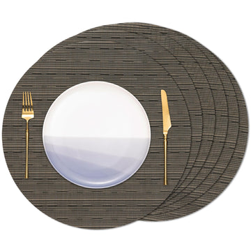 15 Inch Round Placemats Set of 6, Washable Vinyl Woven Place Mats