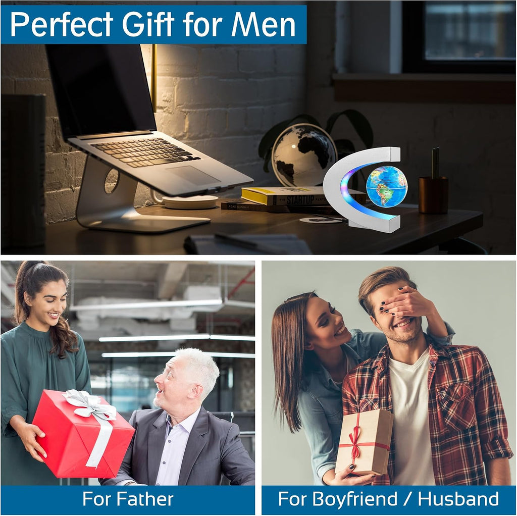 Magnetic Levitating Globe with LED Light, Cool Tech Gift for Men Father Boys and Girls, Birthday Gifts for Kids