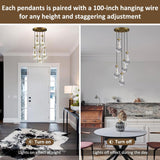 5-Light Raindrop Pendant Light Fixtures, Brass Glass Pendant Lighting, Teardrops Modern Hanging Light for Entryway Foyer Kitchen Island Dining Living Room Hallway A121-B0DJ2DCQFW